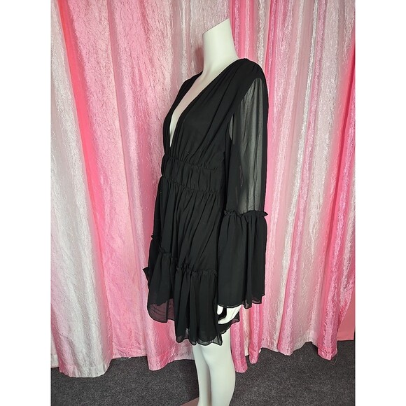 Miss Ord Black Whimsigoth Witchy Chiffon Tiered Lined Dress Size XL - Picture 7 of 14